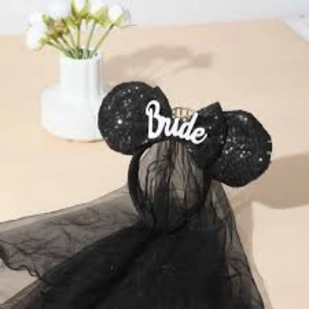 Black Bride Mouse Ears with Veil